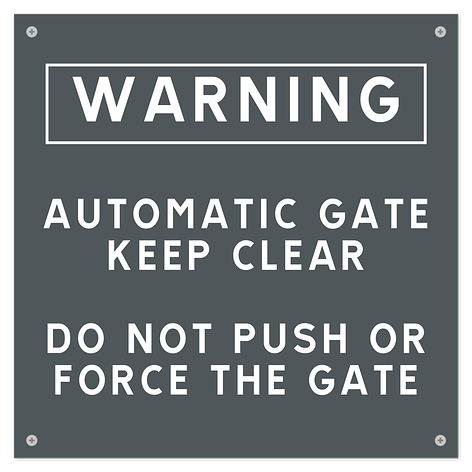 Automatic gate sign - Personalised - Gray/white - Plastic - 170x50mm - Signomatic.co.uk
