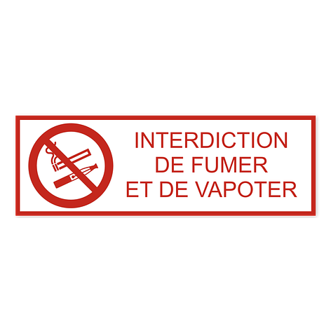Panneau interdiction de fumer et vapoter - Plaque personnalisée - Rouge/Blanc - Plaque en plastique gravée - Plaqueomatic.fr