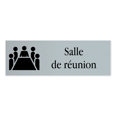 Plaque de bureau en plastique gravée - Plaque de bureau personnalisée - Plaque salle de réunion - Argent/Noir - 150x50mm - Plaqueomatic.fr