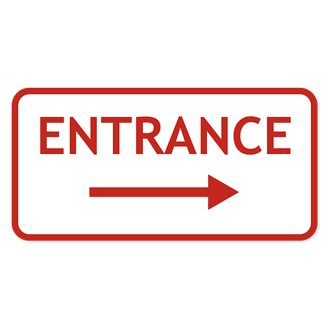 Entrance sign with arrow - Personalized - Red/white - Plastic - signomatic.co.uk