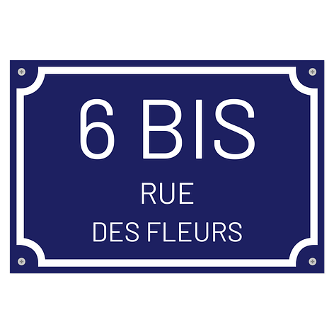 Plaque de rue - Plaque personnalisée - Bleu/Blanc - Aluminium- Plaqueomatic.fr
