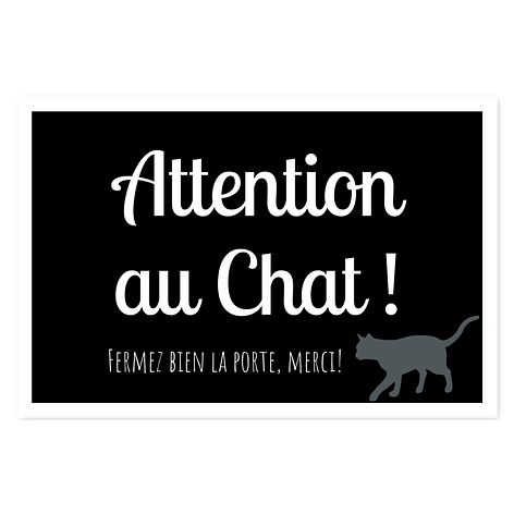 Autocollant - Plaques chats - Panneau attention au chat - 150x100mm - Plaqueomatic,fr