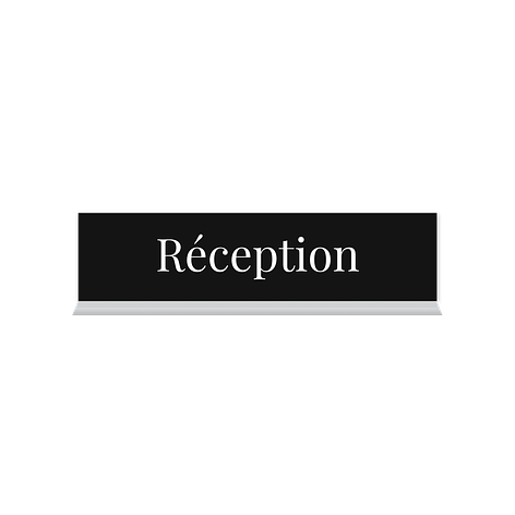 Plaques de bureau et porte nom - Chevalet de bureau personnalisé - 203x50 mm - Noir/Blanc - Plaqueomatic.fr