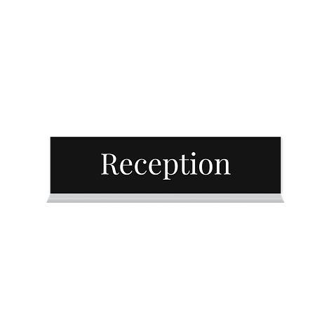 Plaques de bureau et porte nom - Chevalet de bureau personnalisé - 203x50 mm - Noir/Blanc - Signomatic.be