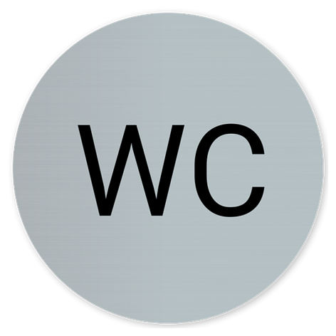 Panneau WC - Panneau toilette - Plastique gravé WC - 83x83 mm - Noir/Argent - Plaqueomatic.fr