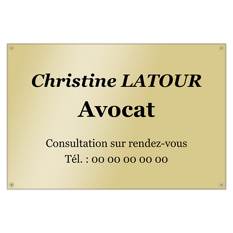 Plaque professionnelle laiton - Plaque professionnelle personnalisée - 300x200 mm - Vis - Plaqueomatic.fr