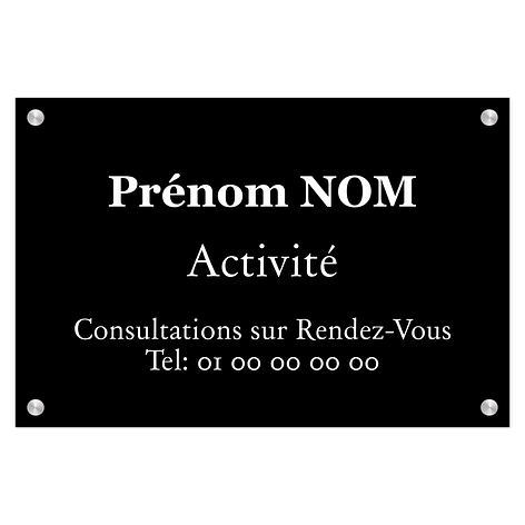 Plaque professionelle aluminium - Plaque professionnelle personnalisée - Aluminium - Noir - 300x200 mm - Plaqueomatic.fr