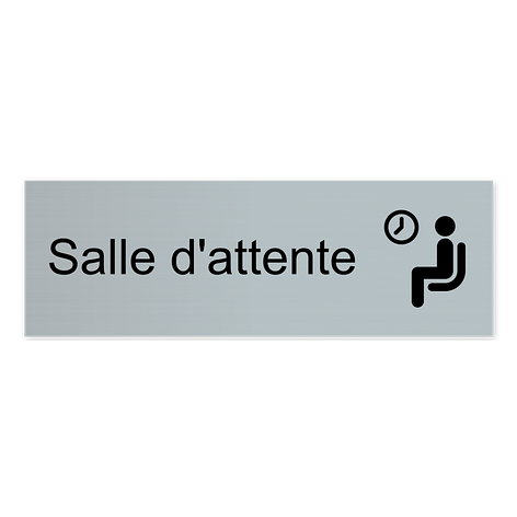 Panneau salle d'attente - Plaque salle d'attente en plastique - Gravure- Argent/Noir - 150x50 mm - Signomatic.be
