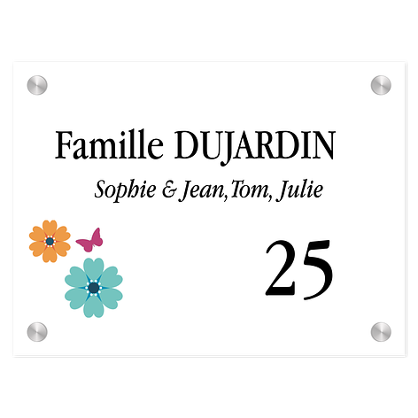 Plaque de numéro de maison - Aluminium - Plaque Personnalisée - 200x120mm - Blanc/Couleurs - Plaqueomatic.fr