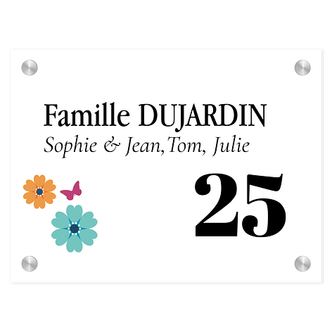 Plaque de numéro de maison - Aluminium - Plaque Personnalisée - 200x120mm - Blanc/Couleurs - Plaqueomatic.fr