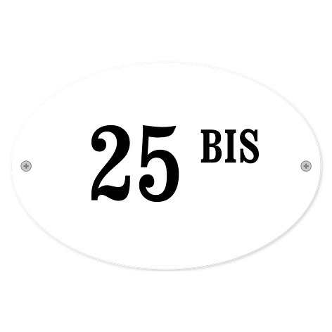 Plaque numéro de maison - Bis - Plastique gravé - Blanc/Noir - 150x100 mm -Vis - Plaqueomatic.fr