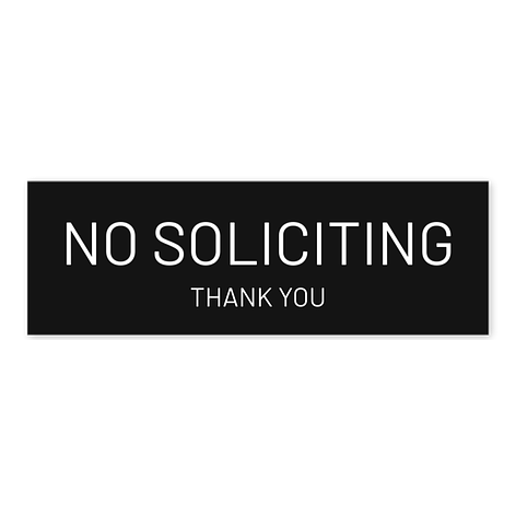 Letterbox sign - No soliciting - 120x40 mm - Signomatic.co.uk