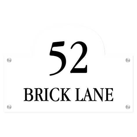 Arched top house signs - Engraved plastic - 295x200 mm - Signomatic.co.uk