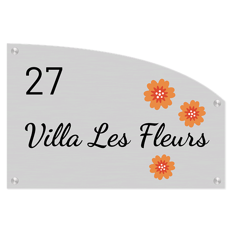 Plaque de maison en aluminium - Plaque nom maison personnalisée - Forme courbée - 300x200 mm - Aluminium - Plaqueomatic.fr