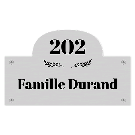 Plaque de maison en aluminium brossé sur mesure - 200x120 mm - Plaqueomatic.fr