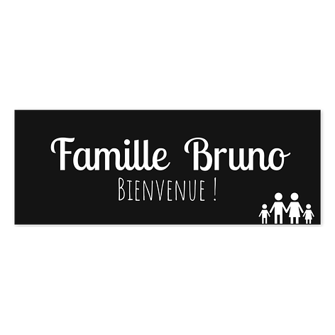 Plaque de porte - Plaque de porte personnalisable - Bienvenue - Noir/Blanc - 160x60 mm - Plaqueomatic.fr