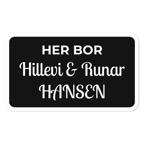 Dørskilt her bor - Plast gravering - 120x70 mm - Skiltmax.no