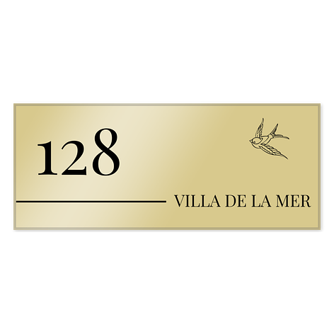 Plaque personnalisée pour maison - Laiton brillant - 170x70 mm - Plaqueomatic.fr
