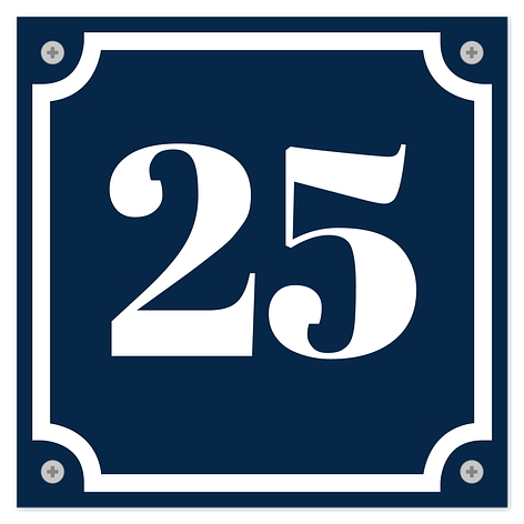 Plaque style émaillée - Aluminium - 150x150 mm - Vis - Bleu/Blanc - Plaqueomatic.fr