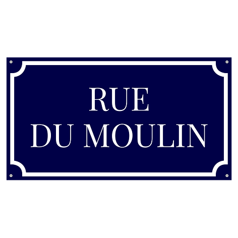 Enamel-style sign - Aluminium - Customizable - 550x300 mm - Blue/white - Signomatic.co.uk