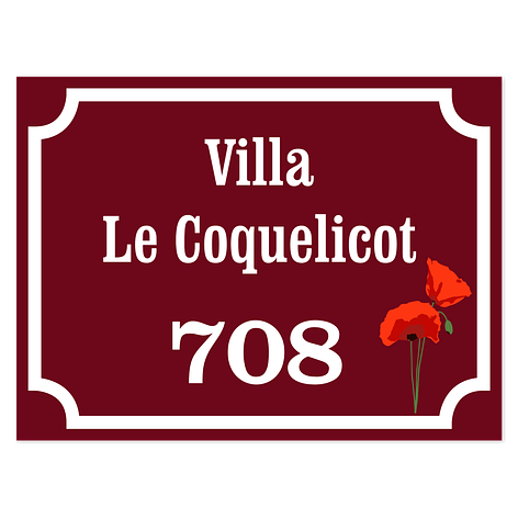 Plaque de maison style émaillée - Aluminium - Personnaliser - 200x150 mm - Adhésif - Plaqueomatic.fr