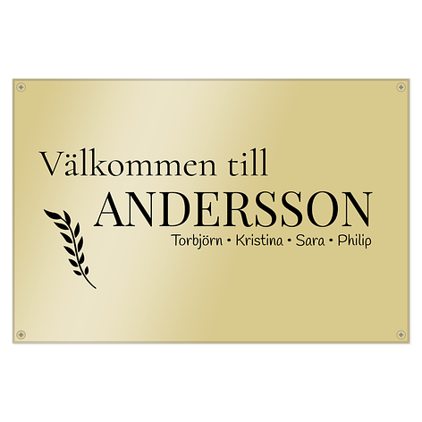 Välkommen skylt - Egen design - Mässing - 300x200mm - skyltmax.se