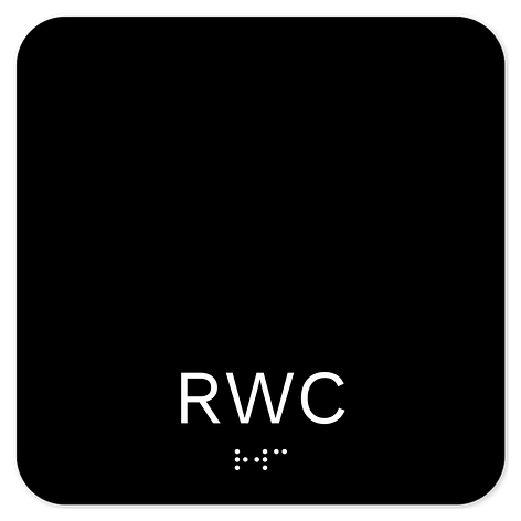 Taktila skyltar RWC - 150x150mm - Svart/vit - Akrylplast - Skyltmax