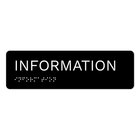 Taktila skyltar - Information - 200x60mm - Svart/vit - Akrylplast - Skyltmax