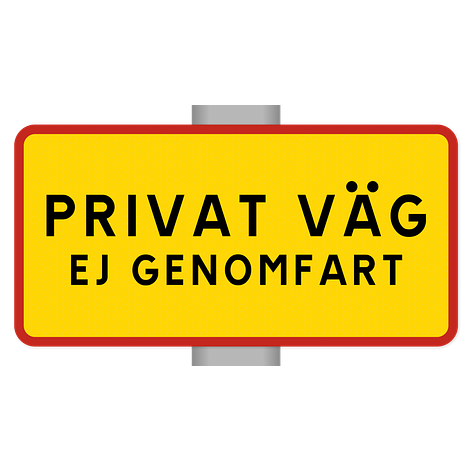 Privat väg ej genomfart - Aluminium - 300x150 mm - Skyltmax.se