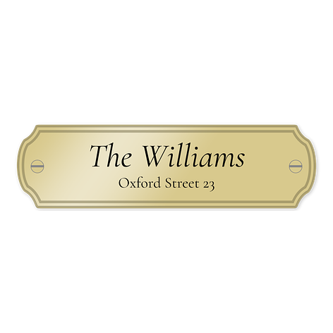 Custom door sign with address - Brass - 154x43mm - Signomatic.co.uk