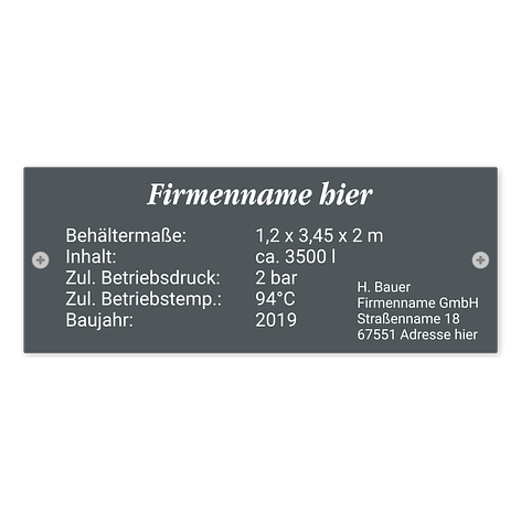 Typenschilder Gravur - Kunststoff - Grau - 140x55 mm - Schildermaxe.de