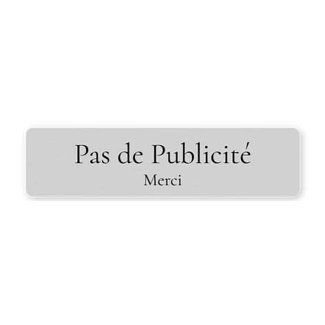 Plaque alu pas de pub - Personnalisée - 80x20 mm - Plaqueomatic.fr