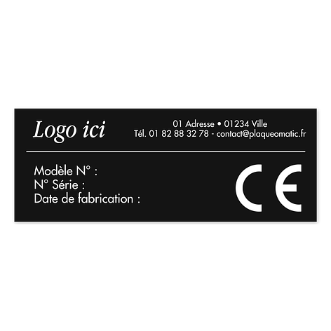Plaque constructeur plastique gravée - 160x60 mm - Plaqueomatic.fr