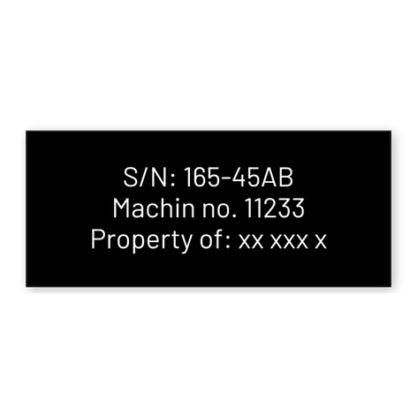 Lacquered aluminium - 70x30 mm - Black/white - Signomatic.co.uk