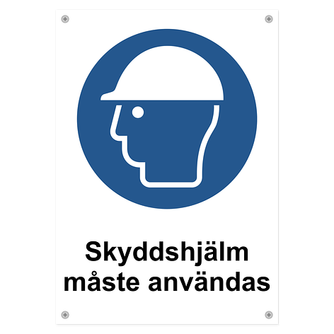 Påbudsskylt - Skyddshjälm - PET-plast - 210x297 mm- Skyltmax.se