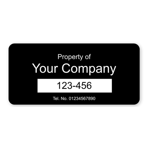 Vinyl Asset Labels - 75x35 mm - Custom labels online - Signomatic.co.uk