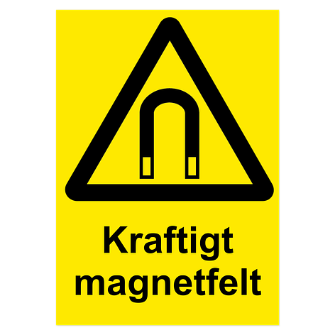 Varselskilt - Kraftigt magnetfelt - Vinyl - 210x297 mm - Skiltmax.no