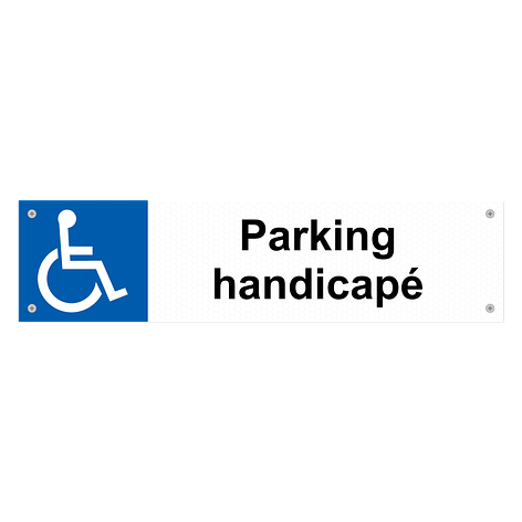 Panneaux parking handicapé - Aluminium réfléchissant - 400x100 mm - Plaqueomatic.fr