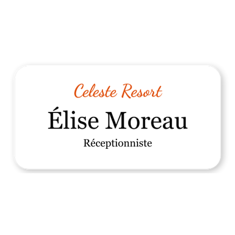 Badge nominatif - avec épingle d'attache - 60x30 mm - Carton - Plaqueomatic.fr