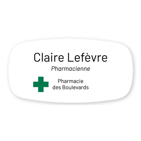 Badge pharmacien - Personnalisé - Acrylique - 62x32 mm - Plaqueomatic.fr