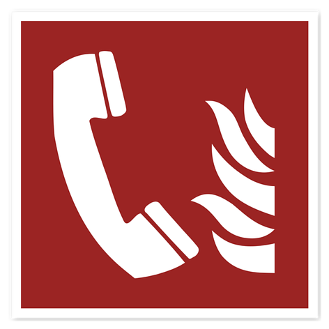 Brandskylt -Nödtelefon - vinyl - 100x100mm - skyltmax.se