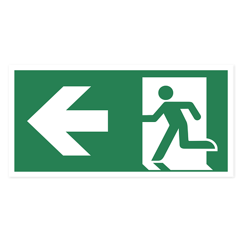Evacuation Sign - Emergency Exit Left - ISO 7010 - 200x100mm - Signomatic.co.uk