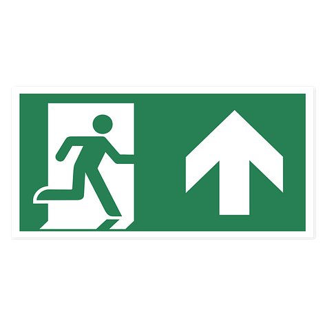 Evacuation Sign - Emergency Exit Up - ISO 7010 - 200x100mm - Signomatic.co.uk
