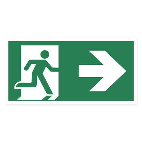 Evacuation Sign - Emergency Exit Right - ISO 7010 - 200x100mm - Signomatic.co.uk