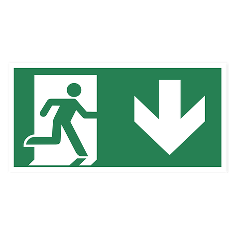 Evacuation Sign - Emergency Exit Down - ISO 7010 - 200x100mm - Signomatic.co.uk