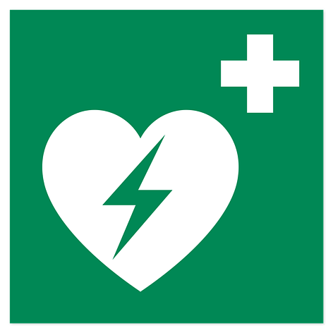 First Aid Sign - Heart Defibrillator - 200x200 mm - Signomatic.co.uk