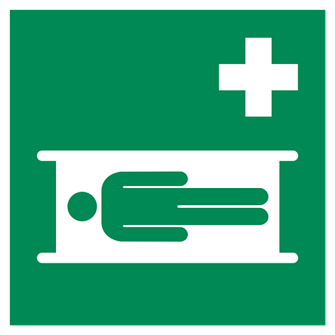 First Aid Sign - Stretcher - 200x200 mm - Signomatic.co.uk