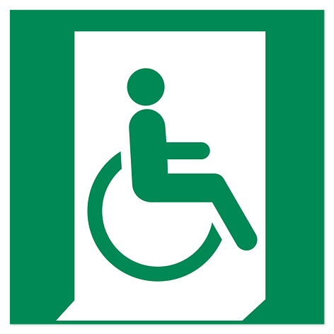 Emergency Exit Sign - Exit for people unable to walk (right) - 200x200 mm - Signomatic.co.uk