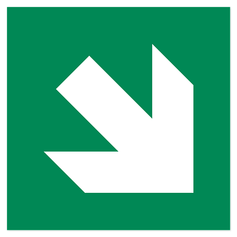 Emergency Sign - Right Down - 200x200 mm - Signomatic.co.uk