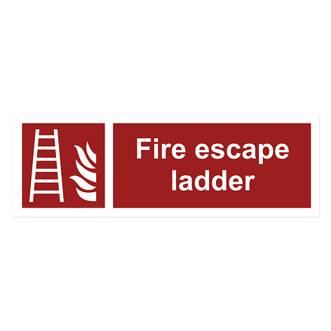 Fire Signs - Fire Escape Ladder - Vinyl - 300x100 mm - Signomatic.co.uk